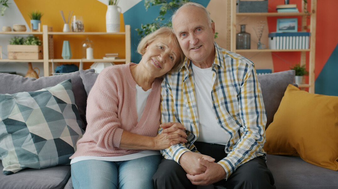 seniors chatting in cozy lounge