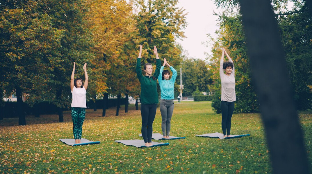 seniors doing gentle yoga