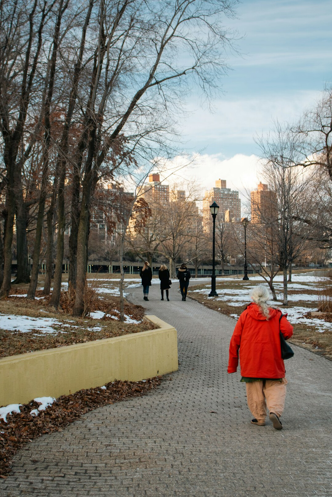 seniors walking in park together