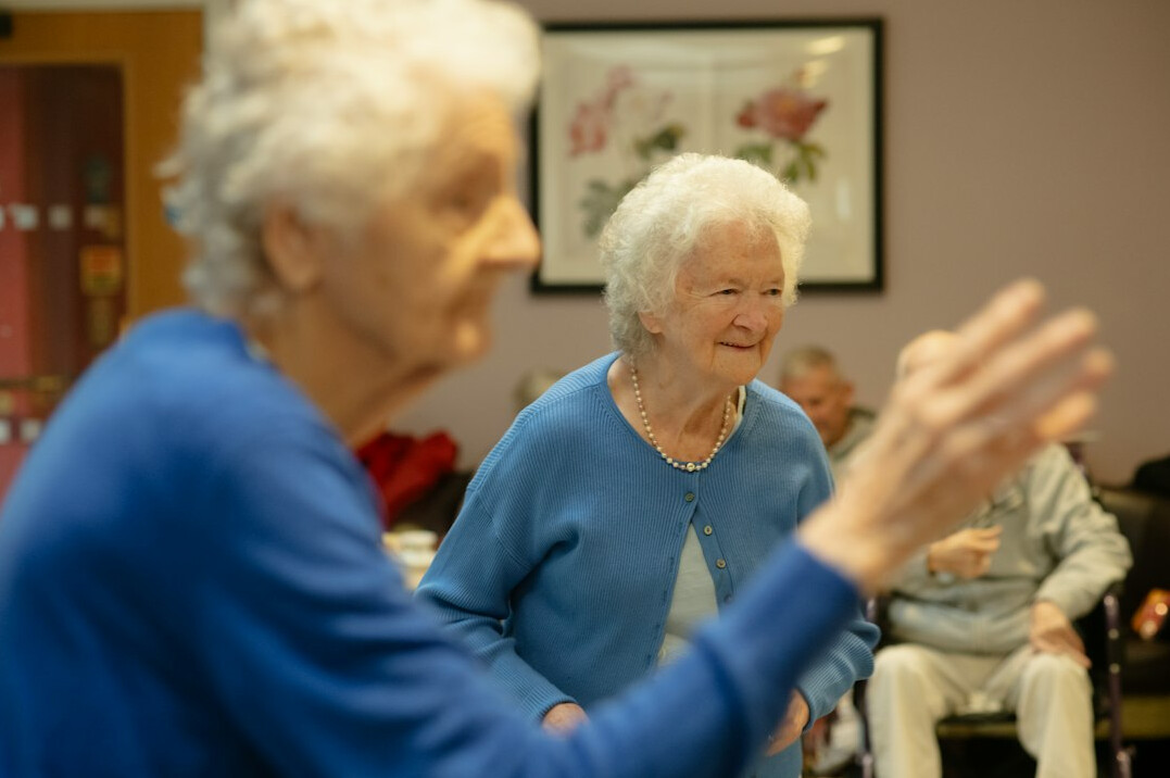 group of seniors doing gentle exercise